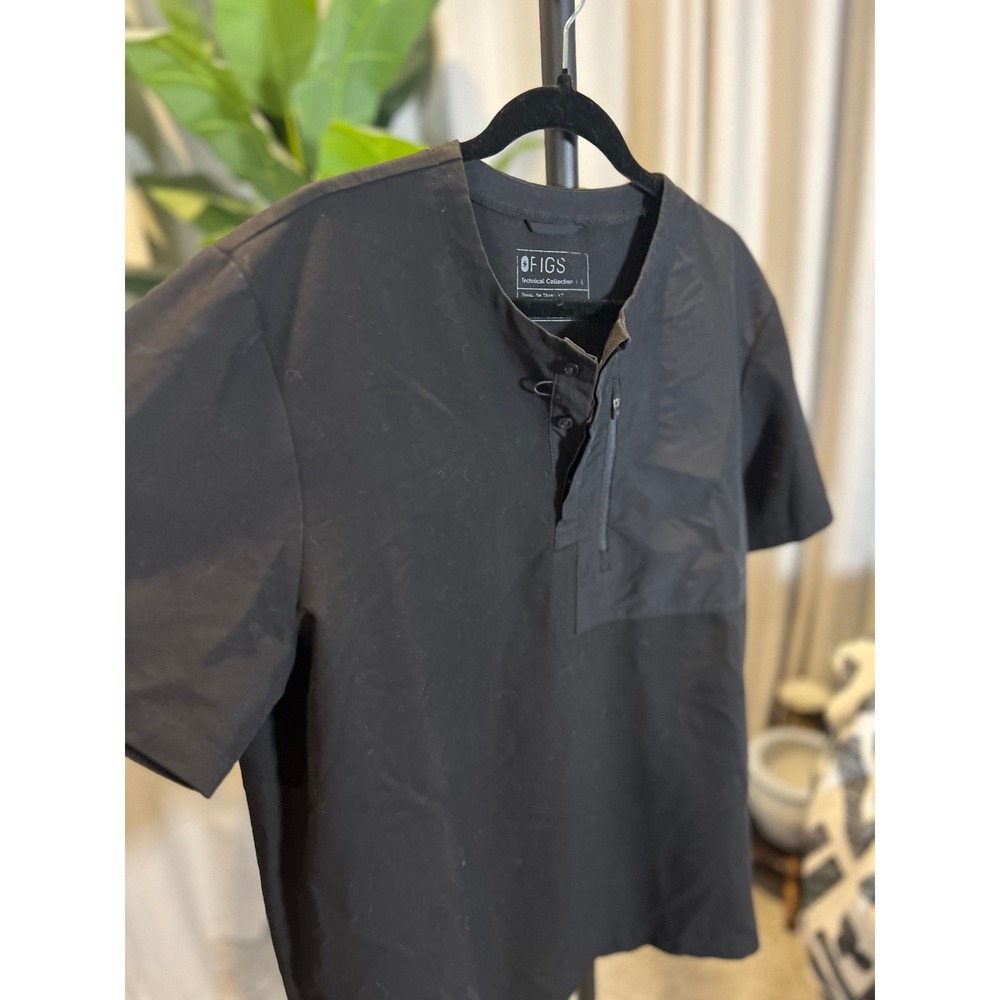 FIGS Technical Collection Mens Black Scrub Top Short Sleeve Size Large - Picture 5 of 6